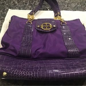 New IMAN Purple Tote and Travel Carry on with wheels